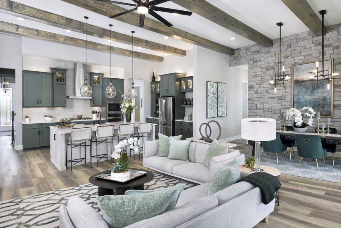 Modern open-concept living room and kitchen interior